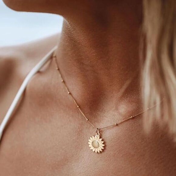 Neiman Marcus 14k Gold Plated Sunflower Necklace - Picture 1 of 5